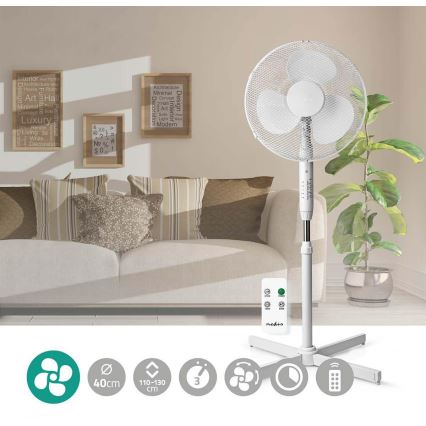 Podni ventilator 40W/230V bijela + daljinski upravljač