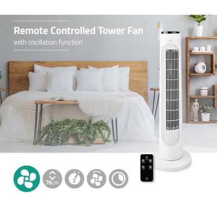 Stupni ventilator 50W/230V bijela + daljinski upravljač