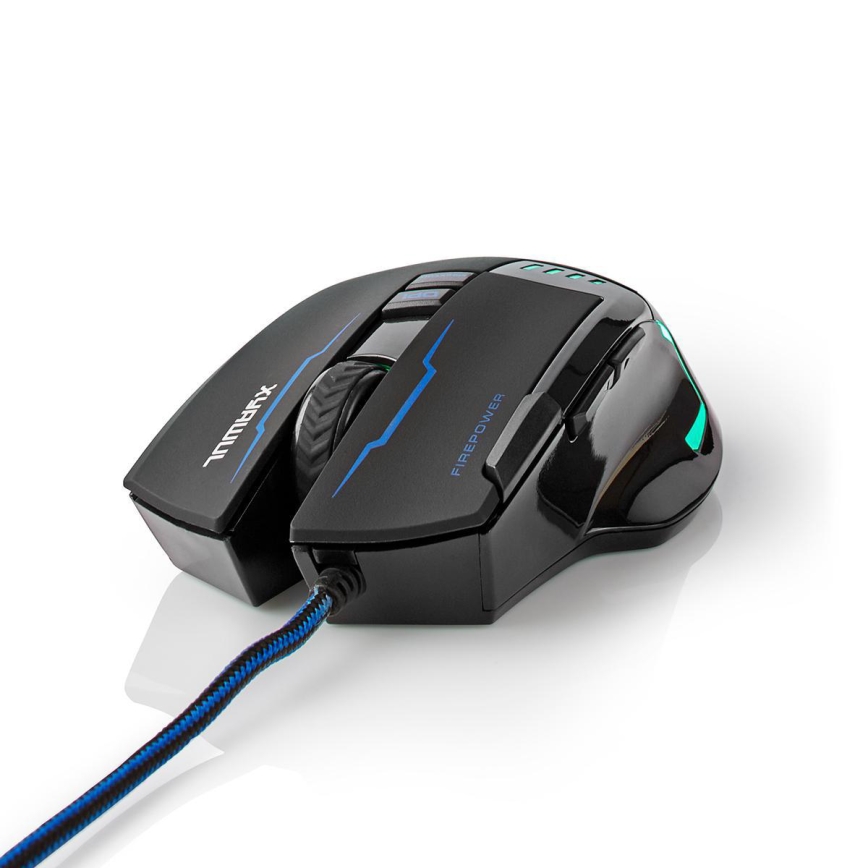 LED Gaming miš 800/1600/2400/4000 DPI 8 tipki crna