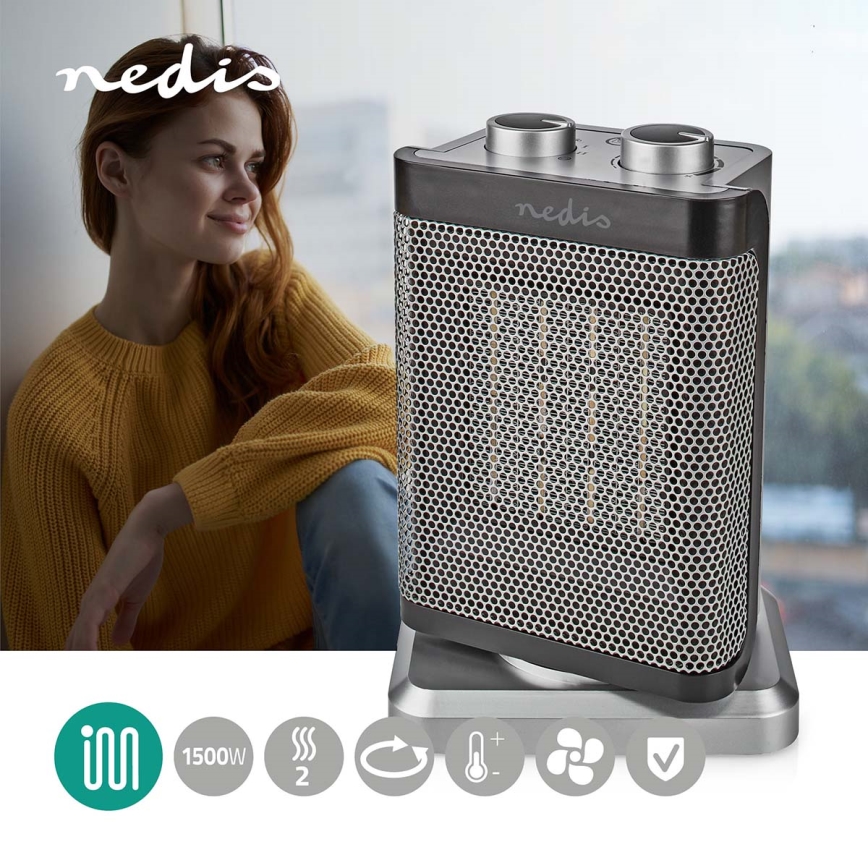 Ventilator s keramičkim grijačem 1000/1500W/230V srebrna