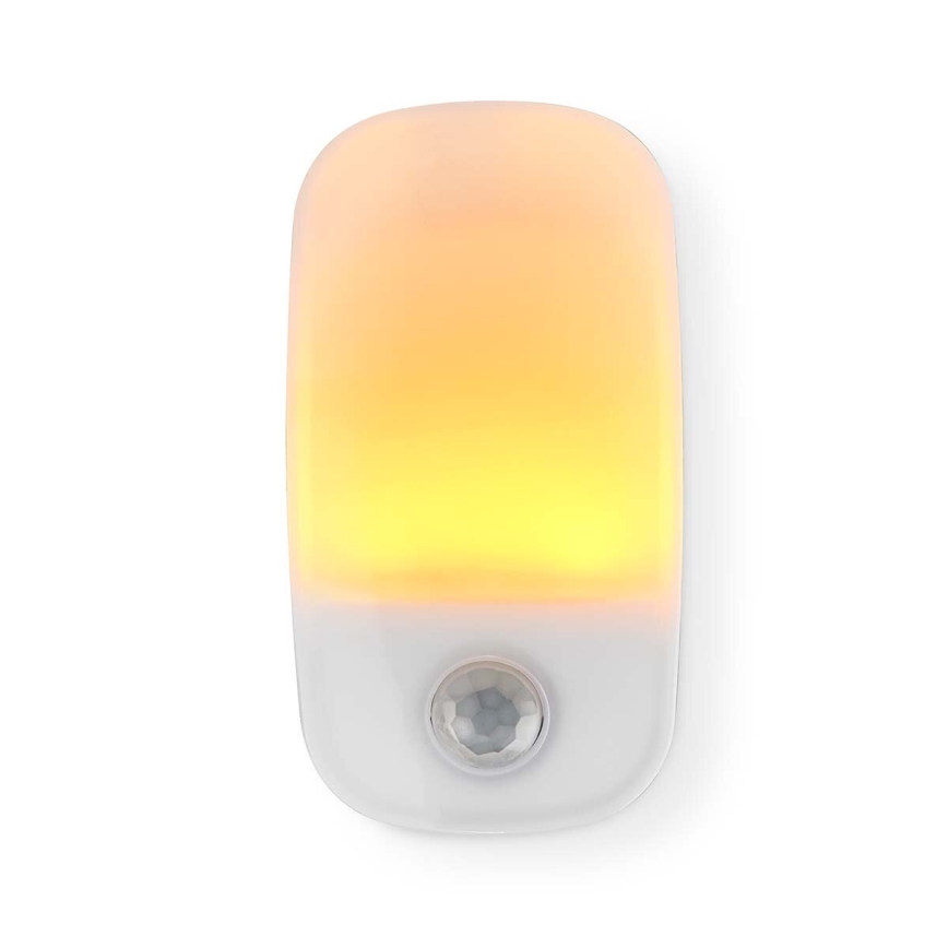 LED Orijentacijska svjetiljka sa senzorom pokreta i sumraka za utičnicu LED/0,55W/230V bijela