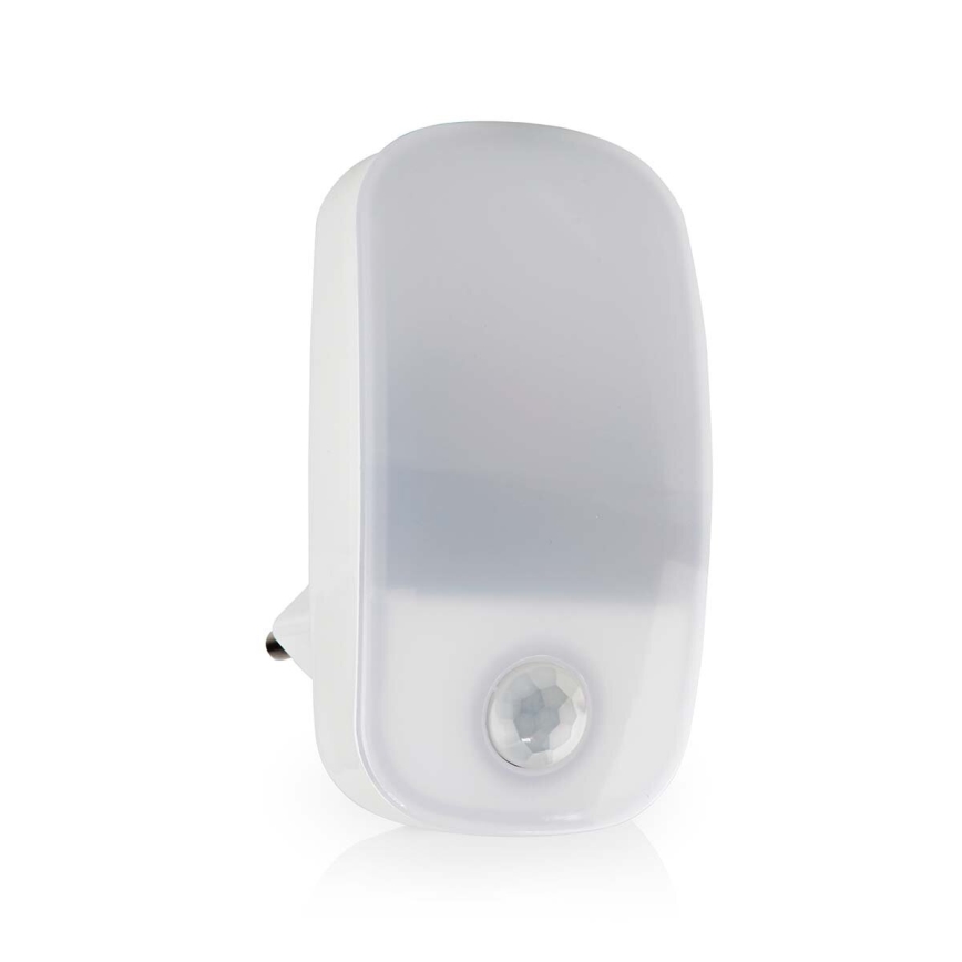 LED Orijentacijska svjetiljka sa senzorom pokreta i sumraka za utičnicu LED/0,55W/230V bijela