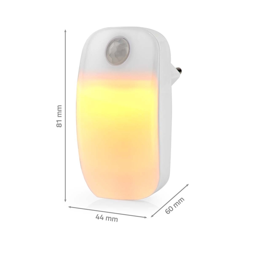 LED Orijentacijska svjetiljka sa senzorom pokreta i sumraka za utičnicu LED/0,55W/230V bijela