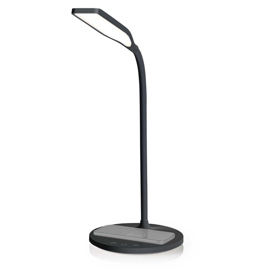 LED Prigušiva dodirna fleksibilna stolna lampa s 15W bežičnim punjenjem Qi LED/5,5W/230V 2700-6500K crna