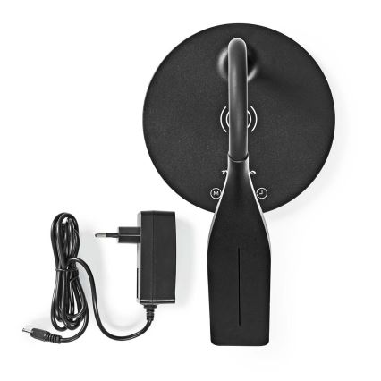 LED Prigušiva dodirna fleksibilna stolna lampa s 15W bežičnim punjenjem Qi LED/5,5W/230V 2700-6500K crna