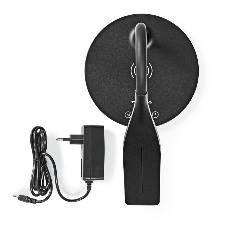 LED Prigušiva dodirna fleksibilna stolna lampa s 15W bežičnim punjenjem Qi LED/5,5W/230V 2700-6500K crna