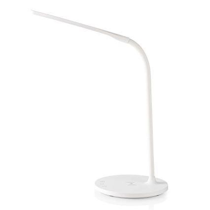LED Prigušiva dodirna fleksibilna stolna lampa s 15W bežičnim punjenjem Qi LED/5,5W/230V 2700-6500K bijela