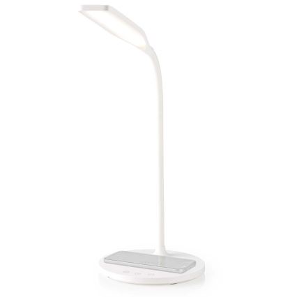 LED Prigušiva dodirna fleksibilna stolna lampa s 15W bežičnim punjenjem Qi LED/5,5W/230V 2700-6500K bijela