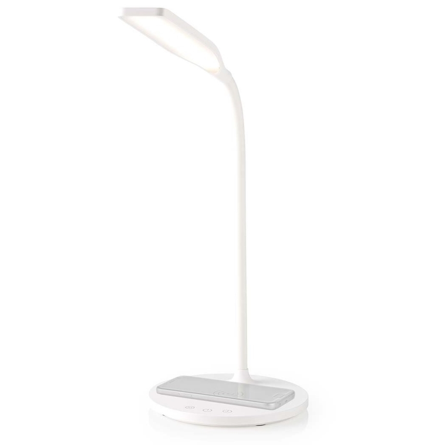 LED Prigušiva dodirna fleksibilna stolna lampa s 15W bežičnim punjenjem Qi LED/5,5W/230V 2700-6500K bijela