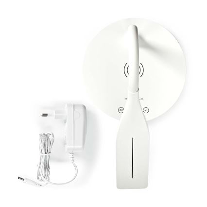 LED Prigušiva dodirna fleksibilna stolna lampa s 15W bežičnim punjenjem Qi LED/5,5W/230V 2700-6500K bijela