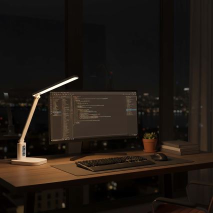 LED stolna lampa s mogućnošću prigušivanja, punjiva, dodirna, sa zaslonom LED/7,5W/1200 mAh 3000/4000/5700K CRI 90 bijela