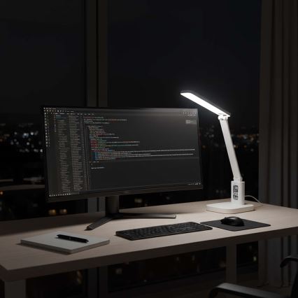 LED stolna lampa s mogućnošću prigušivanja, punjiva, dodirna, sa zaslonom LED/7,5W/1200 mAh 3000/4000/5700K CRI 90 bijela
