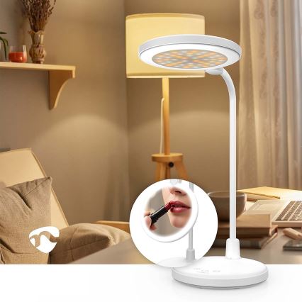 LED zatemnjiva punjiva dodirna lampa s ogledalom LED/6W/1200 mAh 3000/4000/5700K CRI 90 bijela