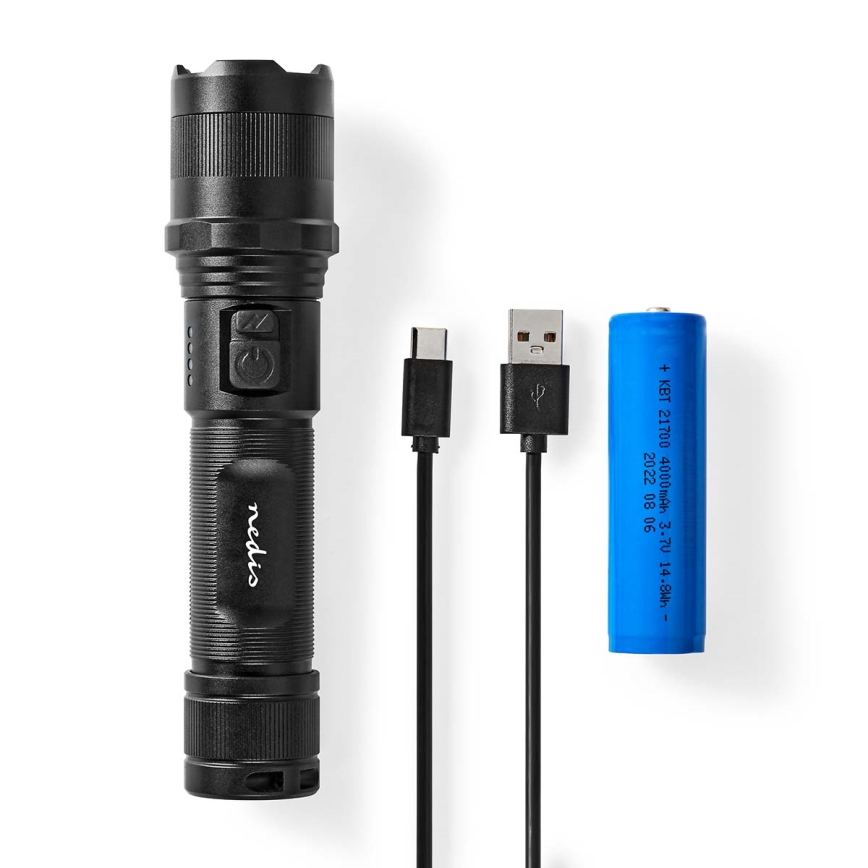 LED prijenosna punjiva aluminijska svjetiljka s mogućnošću prigušivanja, 10W/5V, 2200 mAh, IPX4, crna