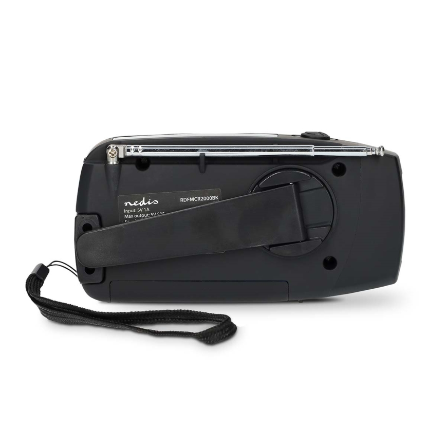 AM/FM radio s ručnom kurblom, solarnim panelom i LED svjetiljkom, 2000 mAh