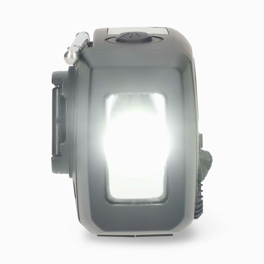 AM/FM radio s ručnom kurblom, solarnim panelom i LED svjetiljkom, 2000 mAh