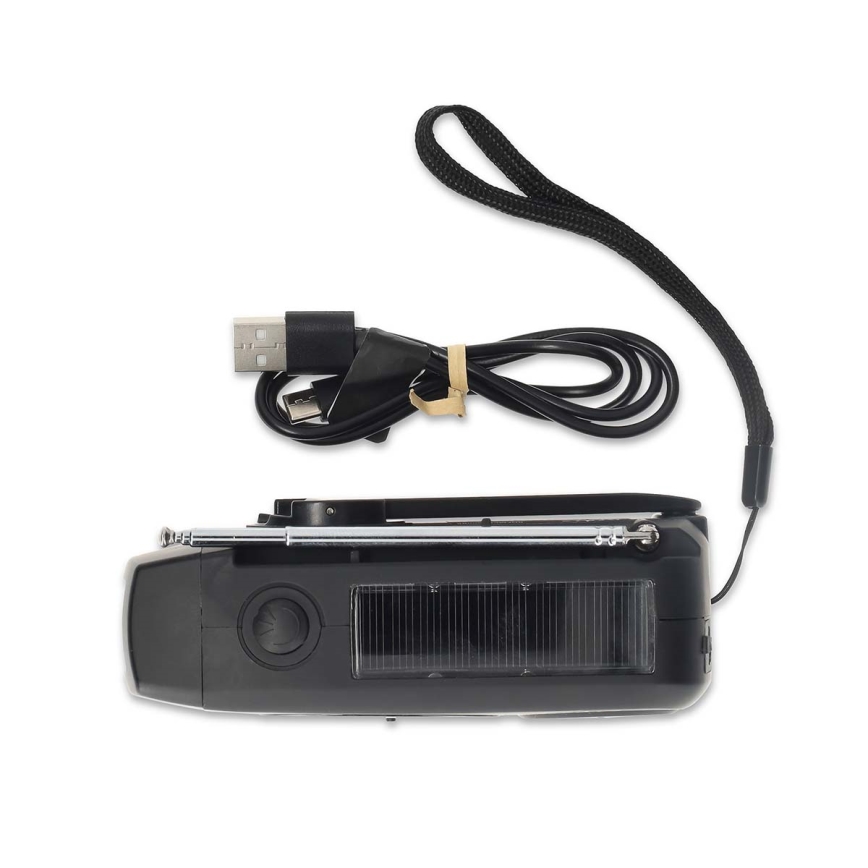 AM/FM radio s ručnom kurblom, solarnim panelom i LED svjetiljkom, 2000 mAh