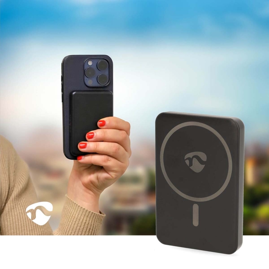 Power Bank 2u1 magnetni s bežičnim punjenjem MagSafe 5000 mAh crna