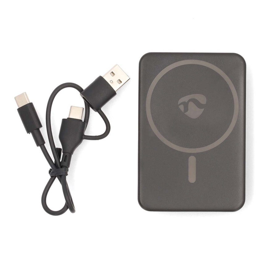 Power Bank 2u1 magnetni s bežičnim punjenjem MagSafe 5000 mAh crna