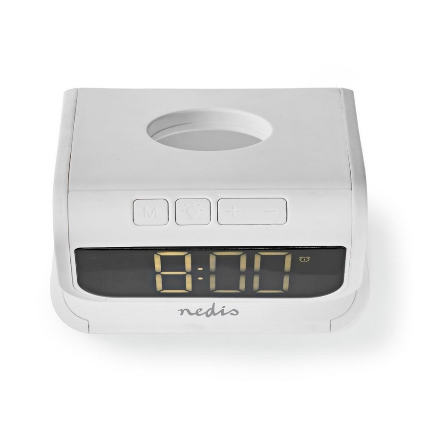 Budilica s bežičnim punjačem LED/10W/230V  bijela