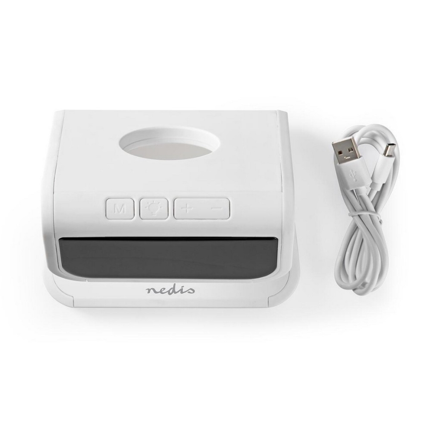 Budilica s bežičnim punjačem LED/10W/230V  bijela