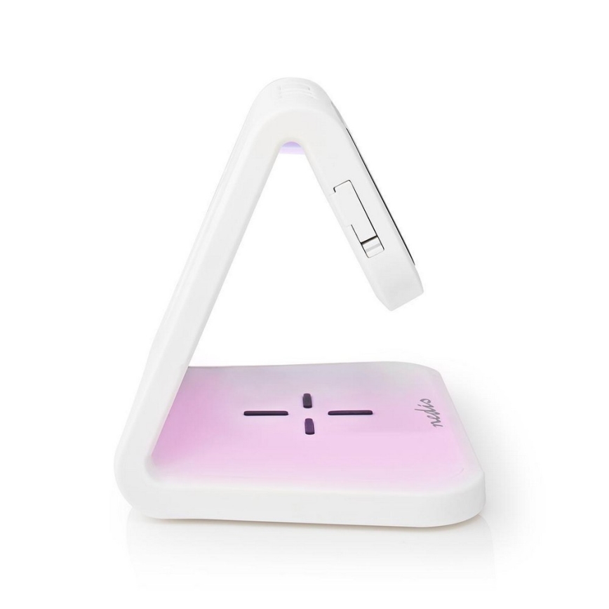 LED RGB Budilica s bežičnim punjačem LED/10W/5V bijela