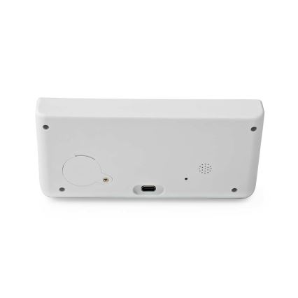 Budilica s LCD zaslonom i bežičnim punjačem 15W/230V + 1xCR2032 bijela