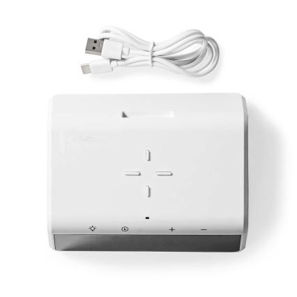 Budilica s LCD zaslonom i bežičnim punjačem 15W/5V 1xCR2032 bijela
