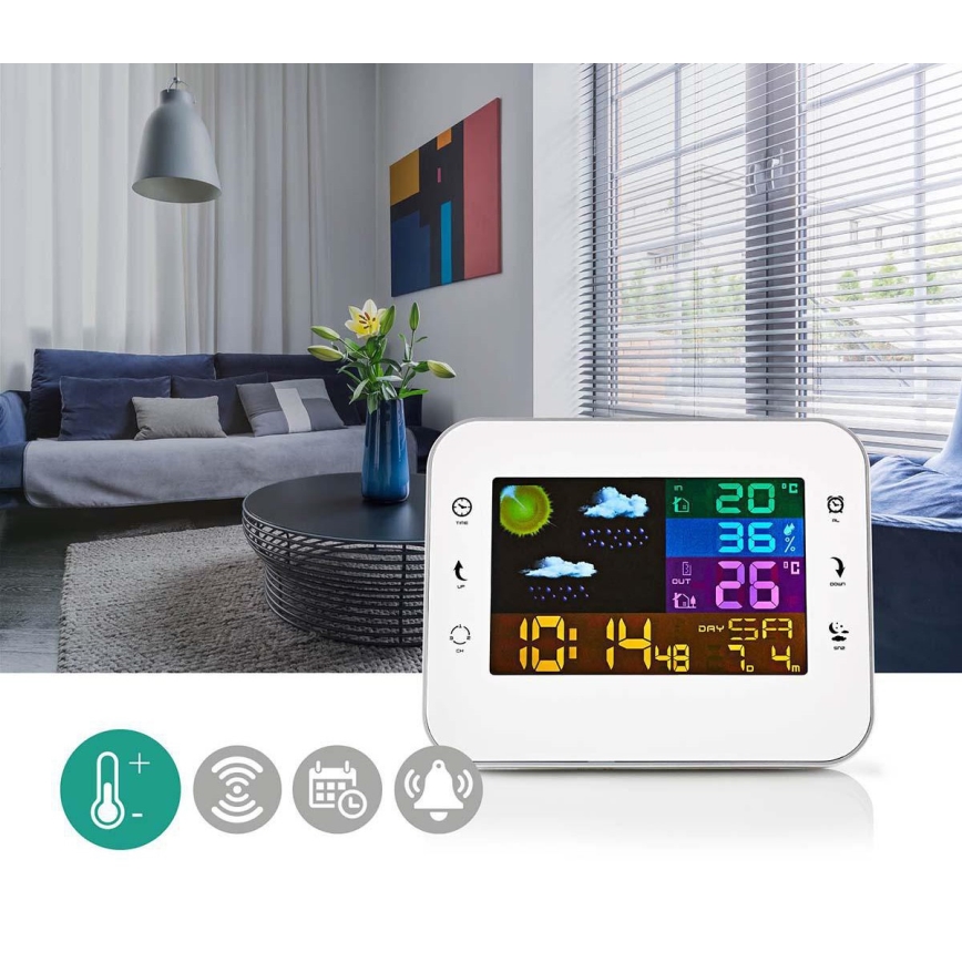 Meteorološka stanica s LCD zaslonom u boji 230V/3xAAA + 2xAA bijela