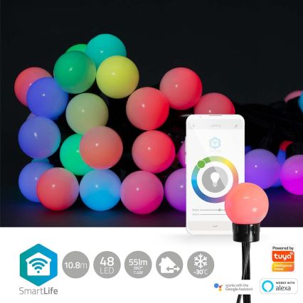 LED RGB Dekorativni lanac 48xLED 13,8m IP65 Wi-Fi Tuya