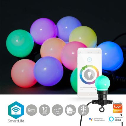 LED RGB Vanjski dekorativni lanac 10xLED 12m IP65 Wi-Fi Tuya