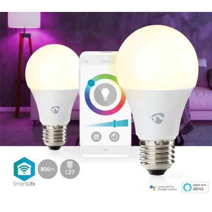 SET 2x LED RGBW Prigušiva žarulja SmartLife E27/9W/230V Wi-Fi 2700-6500K