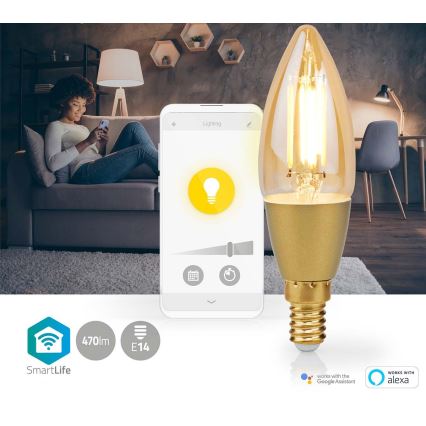 LED Prigušiva žarulja Smartlife E14/4,9W/230V 1800-3000K Wi-Fi Tuya