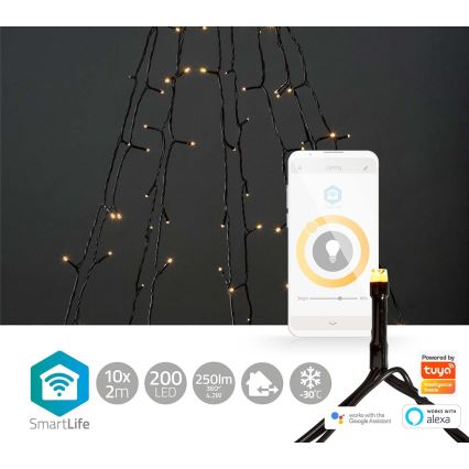 LED Vanjska božićna zavjesa 200xLED/8 funkcija 10x2m IP65 Wi-Fi Tuya topla bijela