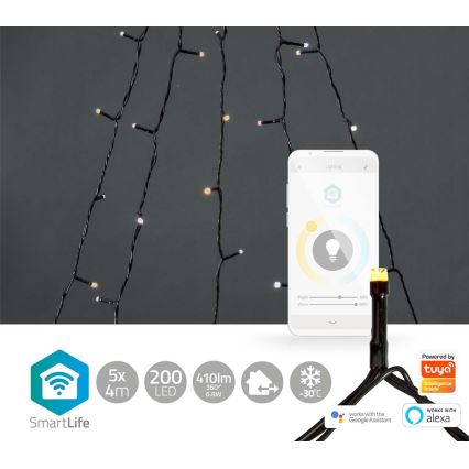 LED Božićna vanjska svjetlosna zavjesa 200xLED/8 funkcija 5x7m IP65 Wi-Fi Tuya topla do hladna bijela