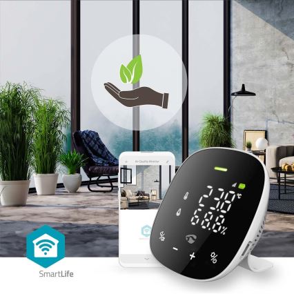 Pametni monitor za kvalitetu zraka s LED zaslonom SmartLife Wi-Fi