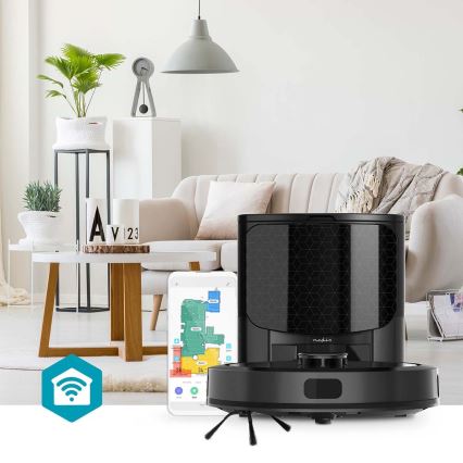 Pametni robotski usisivač s mopom SmartLife Wi-Fi Tuya crna + daljinski upravljač
