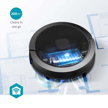 Pametni robotski usisivač s mopom SmartLife Wi-Fi Tuya crna + daljinski upravljač