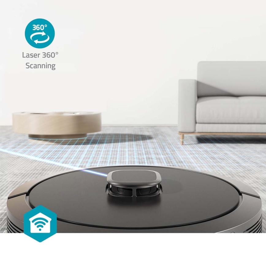 Pametni robotski usisivač s mopom SmartLife Wi-Fi Tuya crna + daljinski upravljač