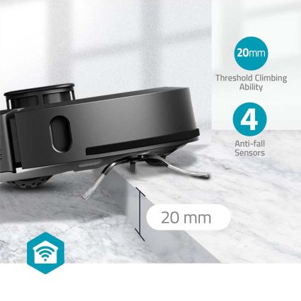 Pametni robotski usisivač s mopom SmartLife Wi-Fi Tuya crna + daljinski upravljač
