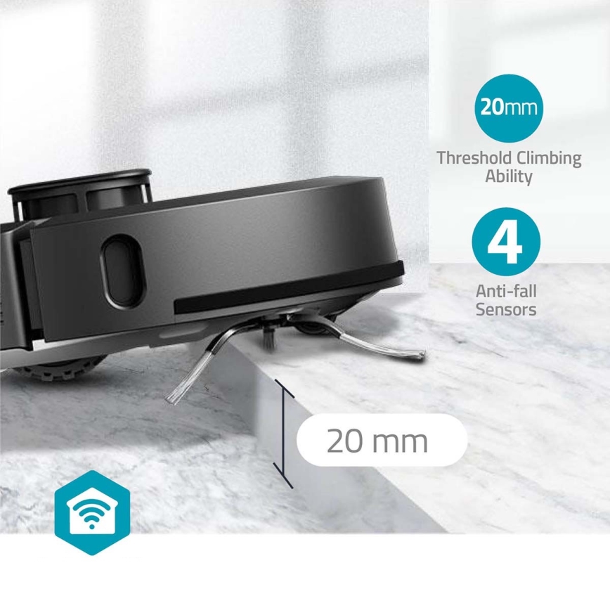 Pametni robotski usisivač s mopom SmartLife Wi-Fi Tuya crna + daljinski upravljač