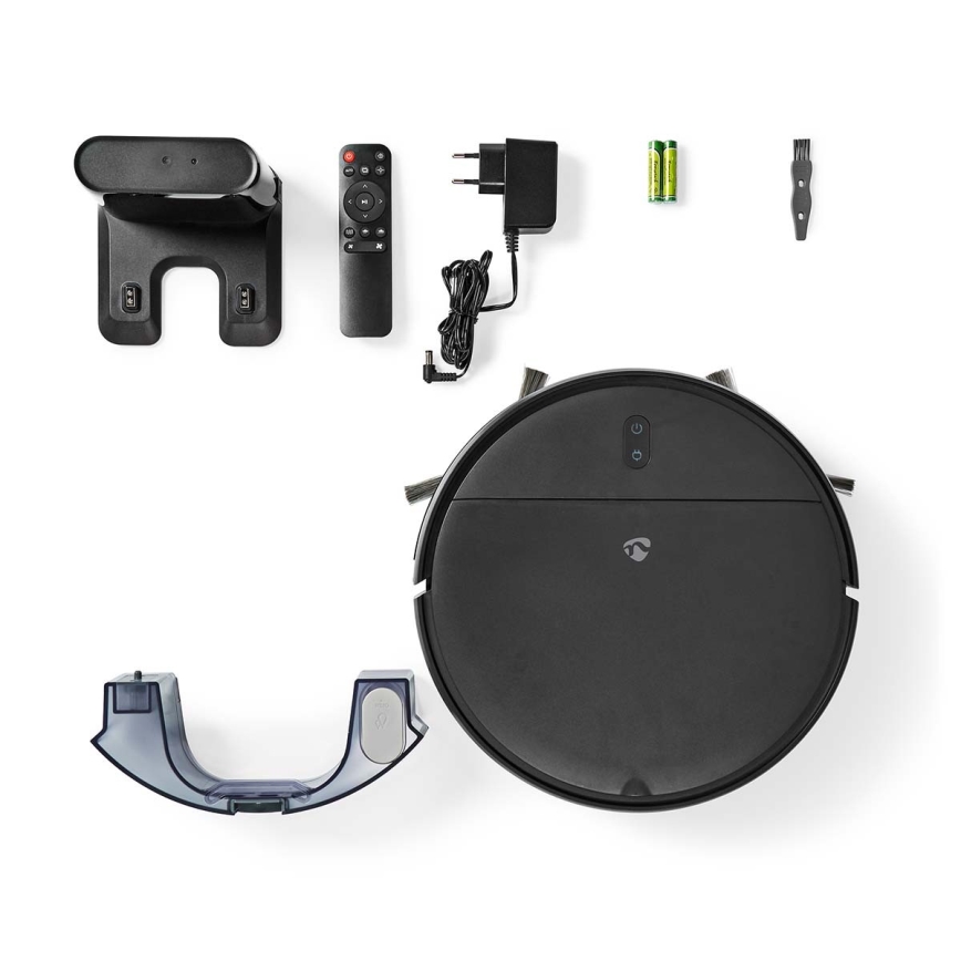 Pametni robotski usisivač s mopom 28W/2500 mAh Wi-Fi crna + daljinski upravljač