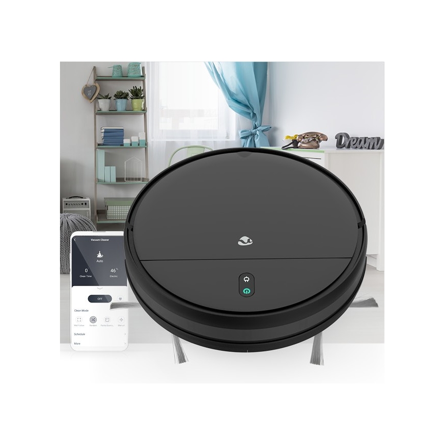 Pametni robotski usisivač s mopom 28W/2500 mAh Wi-Fi crna + daljinski upravljač