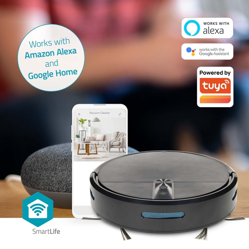 Pametni robotski usisavač s mopom SmartLife 2600 mAh Wi-Fi Tuya crni + daljinski upravljač