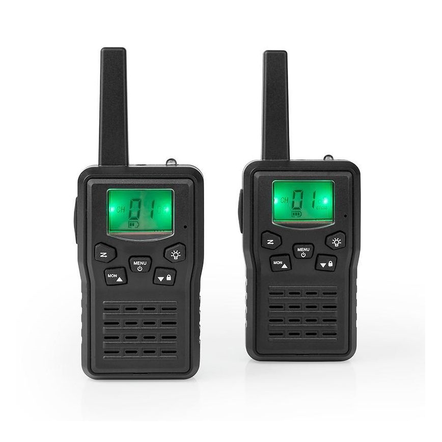 SET 2x Punjivi voki-toki s LED svjetlom 1300 mAh domet 10 km