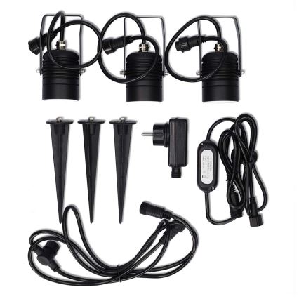 Komplet 3x vanjska LED RGBW svjetiljka s mogućnošću prigušivanja SmartLife LED/3W/230V IP65 Wi‑Fi Tuya crna