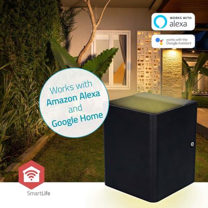 LED RGBW prigušivo vanjsko zidno svjetlo SmartLife LED/12W/230V IP65 Wi-Fi Tuya crno