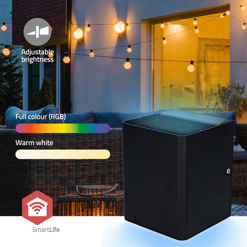 LED RGBW prigušivo vanjsko zidno svjetlo SmartLife LED/12W/230V IP65 Wi-Fi Tuya crno