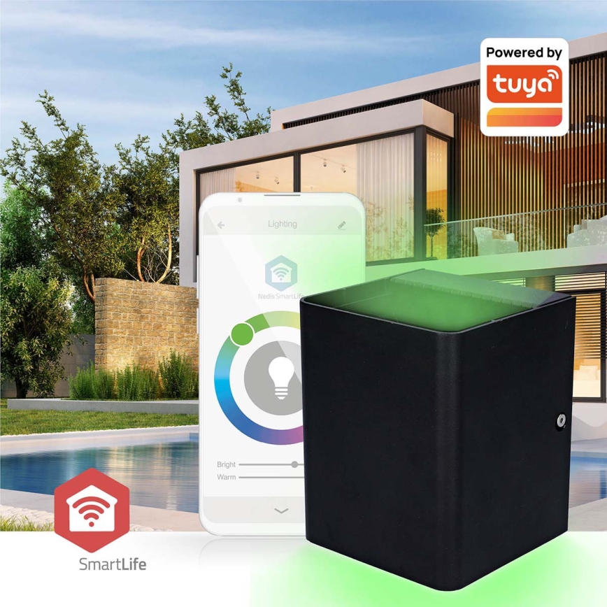 LED RGBW prigušivo vanjsko zidno svjetlo SmartLife LED/12W/230V IP65 Wi-Fi Tuya crno