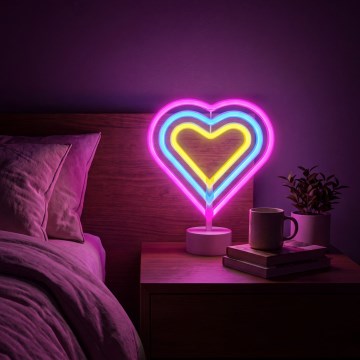 Neonska LED stolna dekoracija LED/2W/3xAA USB srce